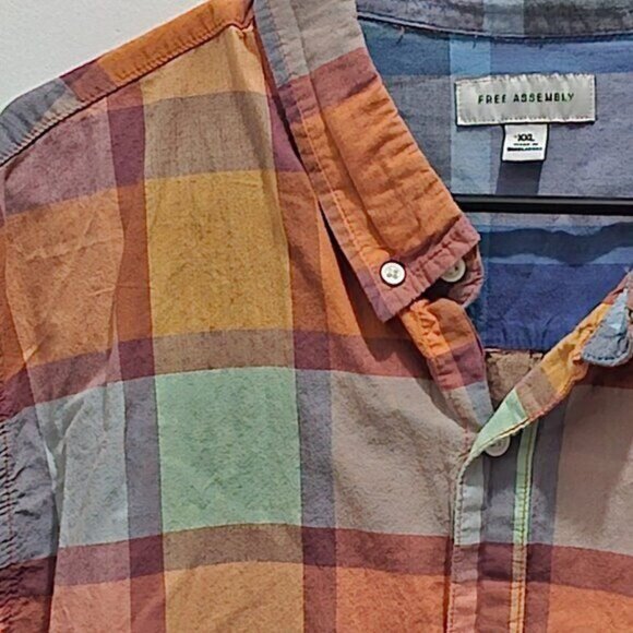 Free Assembly Casual Short Sleeve Button Shirt - Plaid - XXL - Picture 7 of 10
